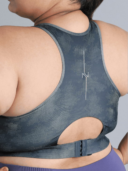 Women's Blue Urban Camo Running High Support Plus Size Bra
