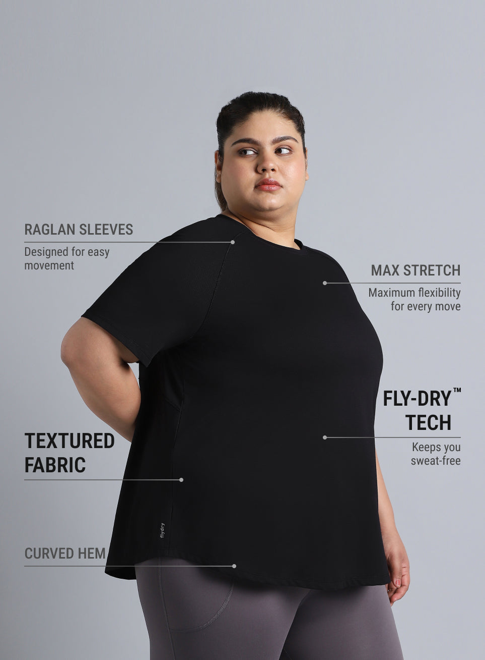 Women's Black Flow HIIT Plus Size Top