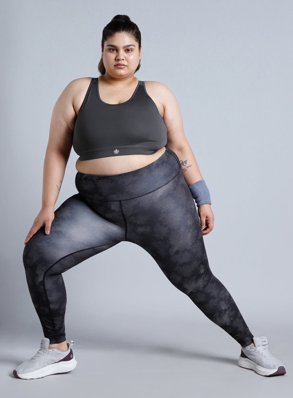 Women's Grey Racerback with Hook High Support Plus Size Sports Bra