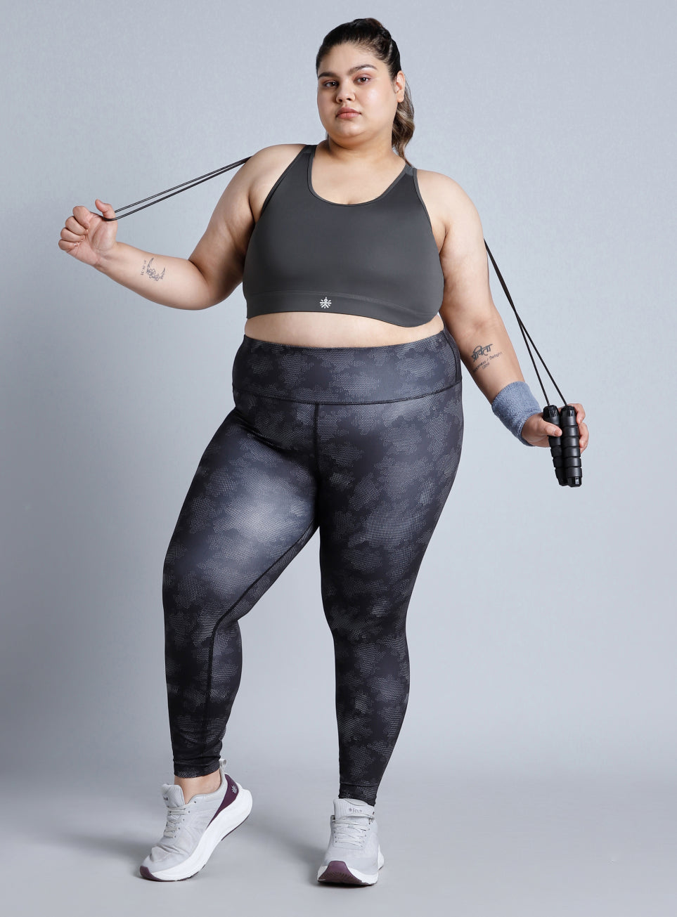 Women's Grey Racerback with Hook High Support Plus Size Sports Bra