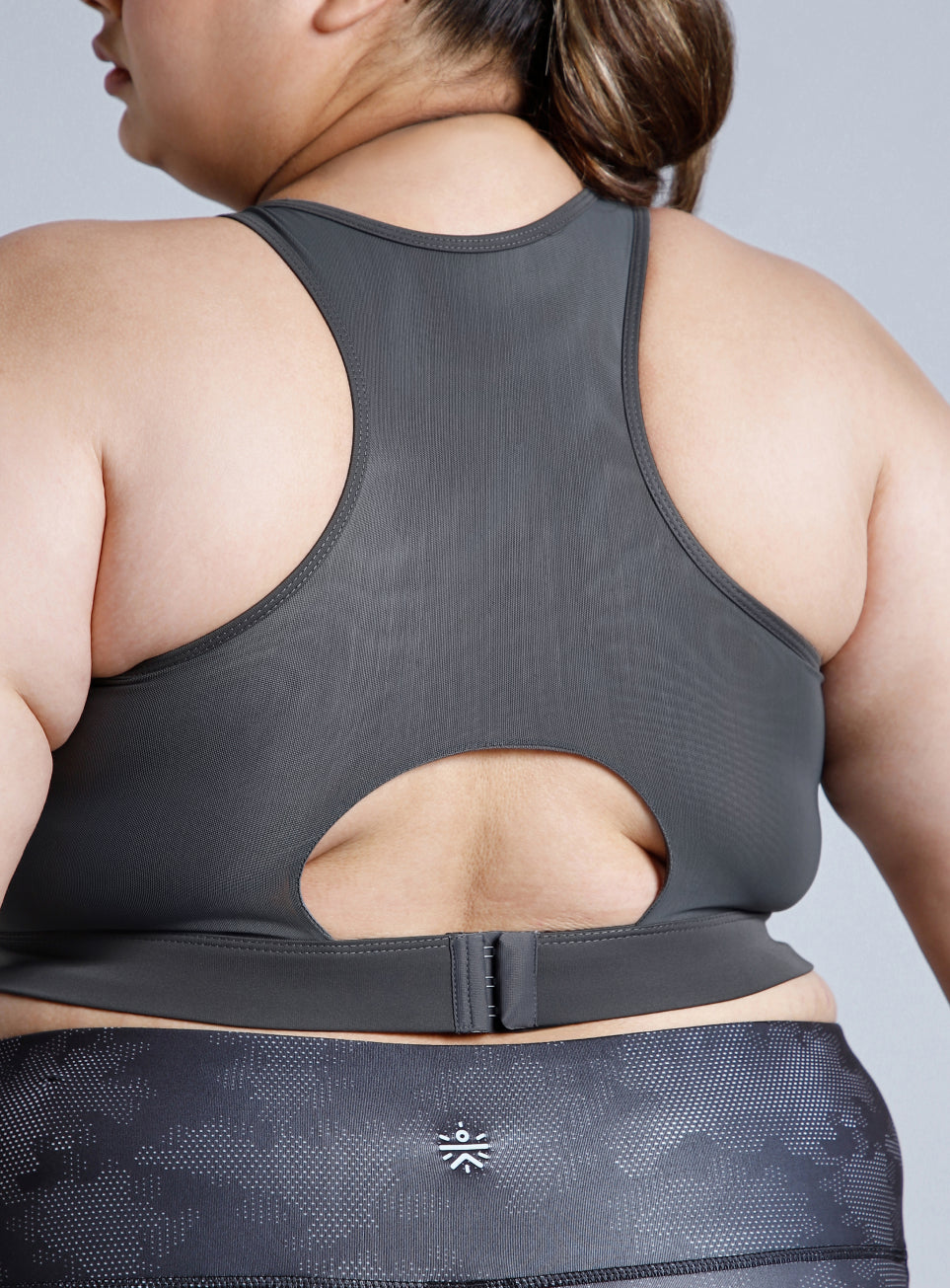 Women's Grey Racerback with Hook High Support Plus Size Sports Bra