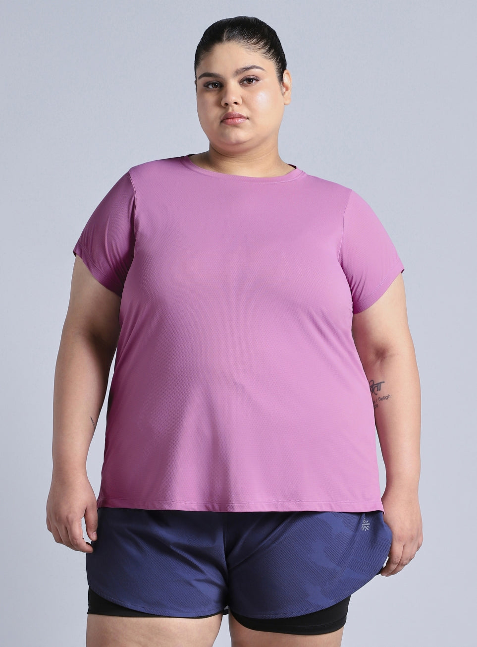 Women's Purple Training Essential Plus Size Regular Fit T-shirt