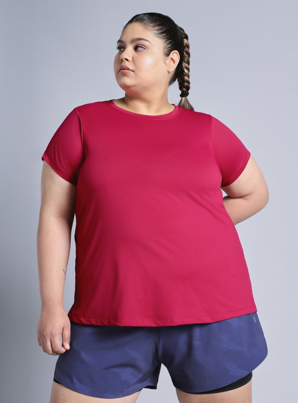 Women's Pink Training Essential Plus Size Regular Fit T-shirt