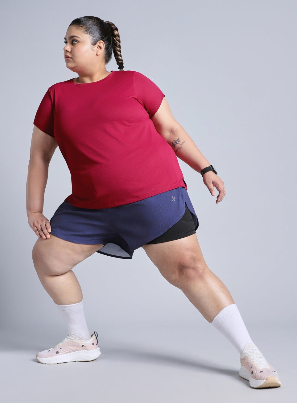 Women's Pink Training Essential Plus Size Regular Fit T-shirt