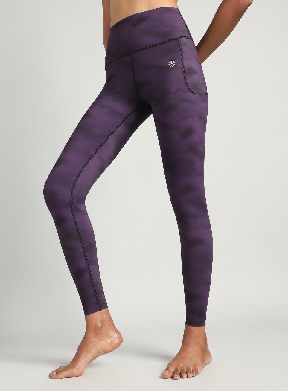 Women's Purple Earthy Texture Printed COMFlex Yoga Tights