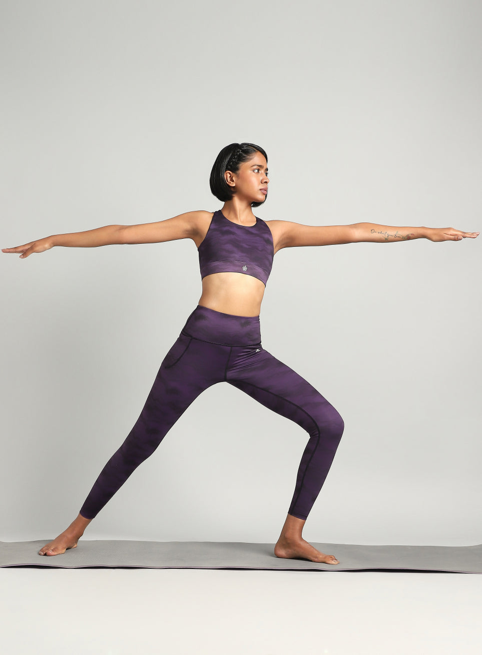 Women's Purple Earthy Texture Printed COMFlex Yoga Tights
