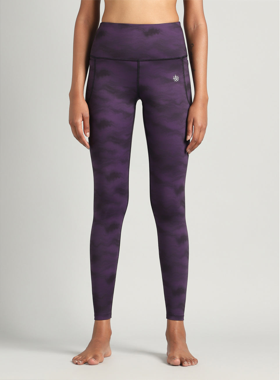 Women's Purple Earthy Texture Printed COMFlex Yoga Tights