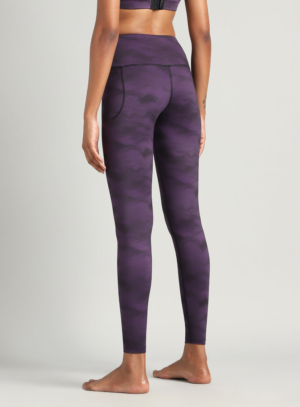 Women's Purple Earthy Texture Printed COMFlex Yoga Tights