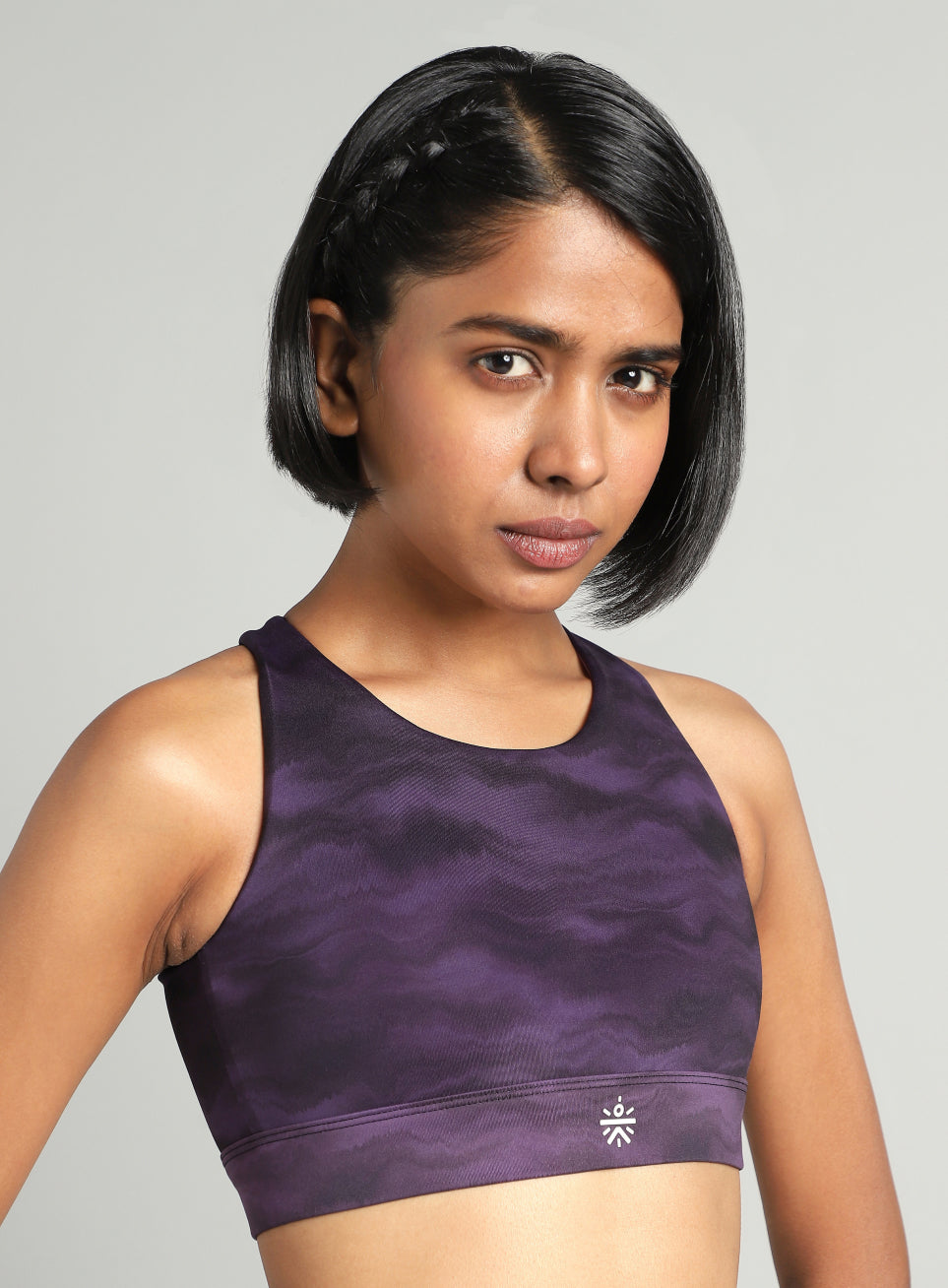 Women's Purple Earthy Texture Printed High Support Sports Bra