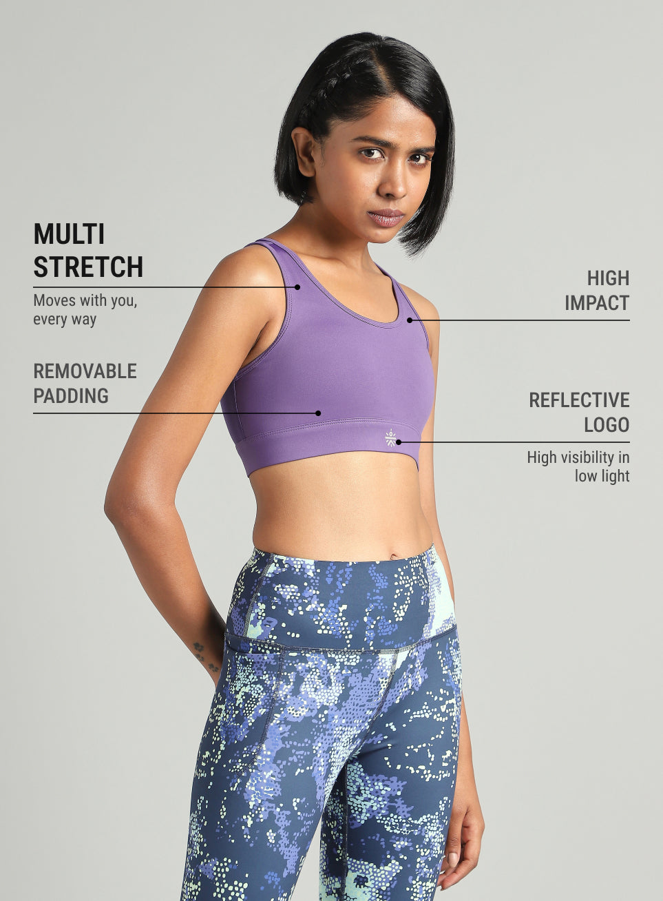 Women's Purple Racer Back With Hook High Support Running Bra