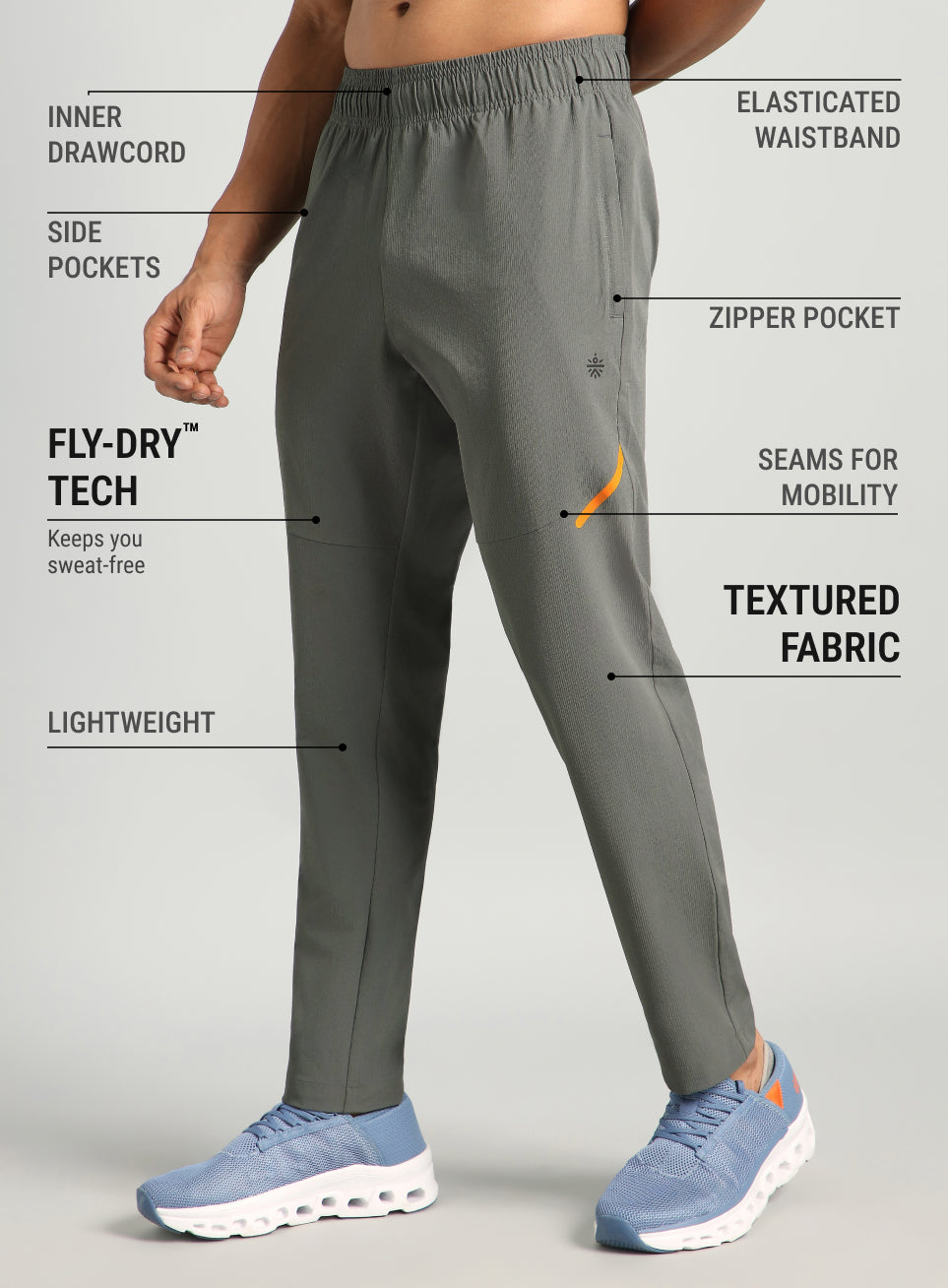 Men's Dark Grey Power Pop Training Trackpants