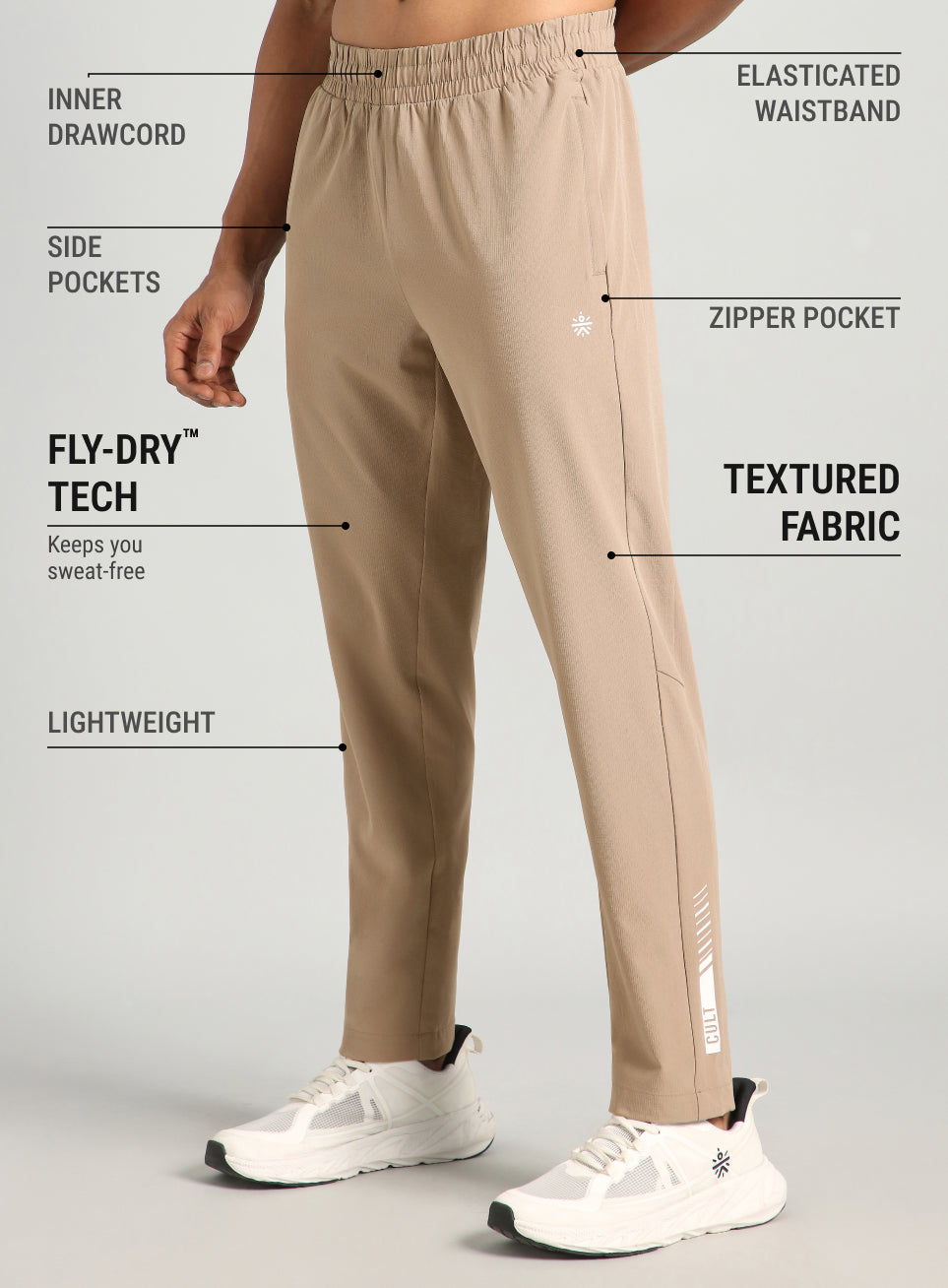 Men's Khaki Cult Power Up Training Trackpants