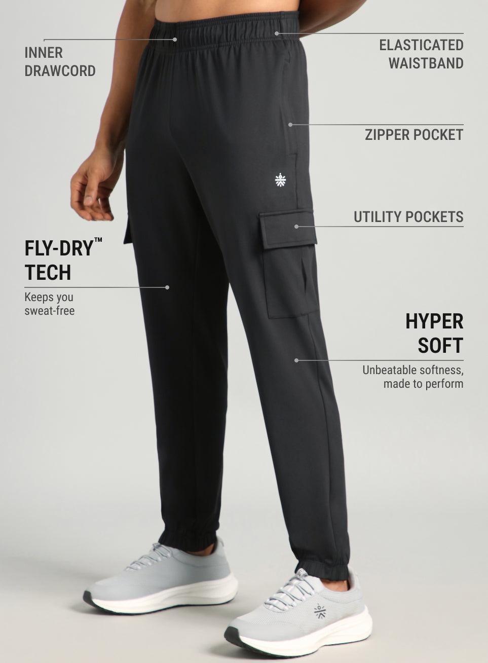 Men's Black Cargo Training Joggers