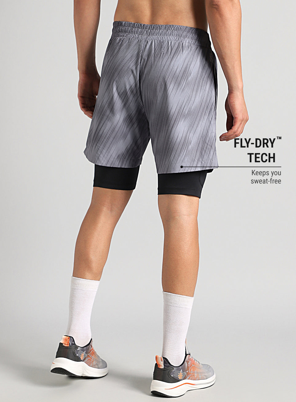 Men's Grey Urban Camo Inbuilt Tights Training Shorts