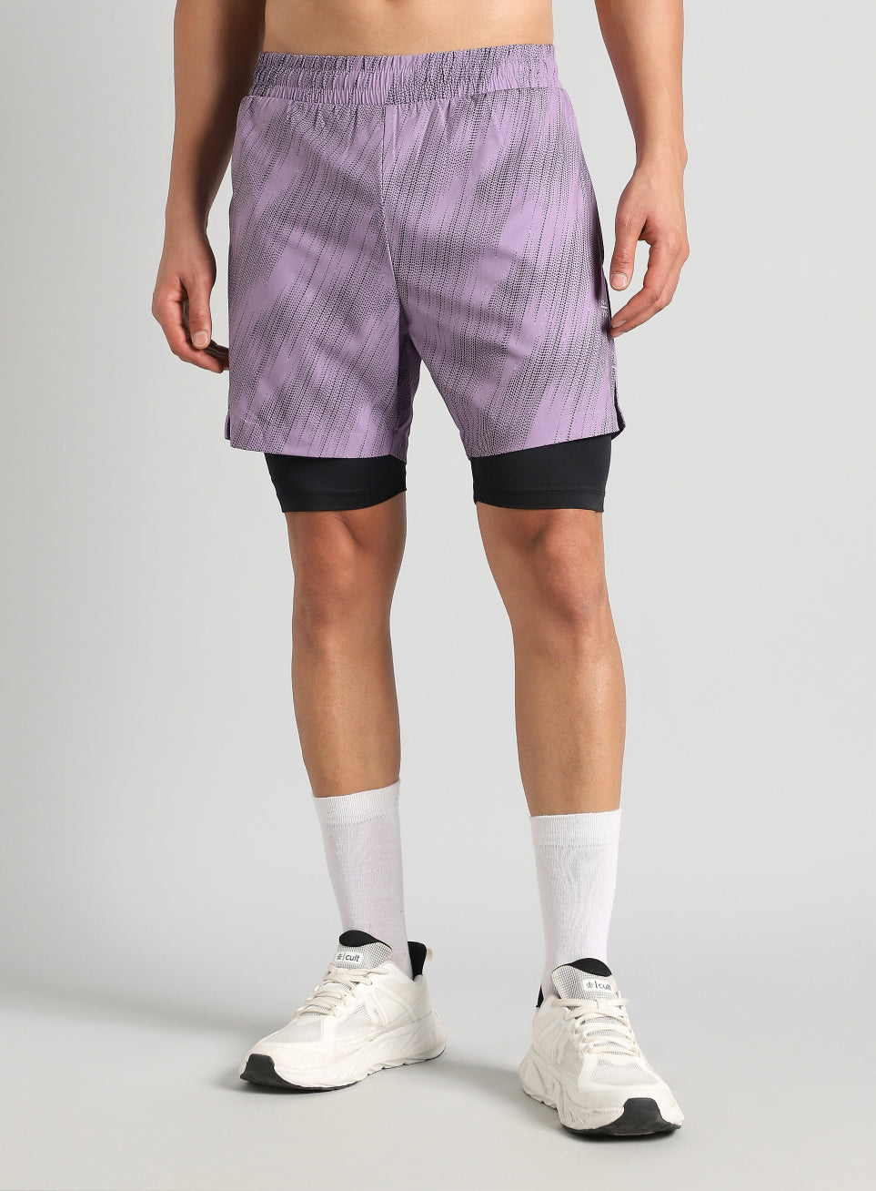 Men's Purple Urban Camo Inbuilt Tights Training Shorts