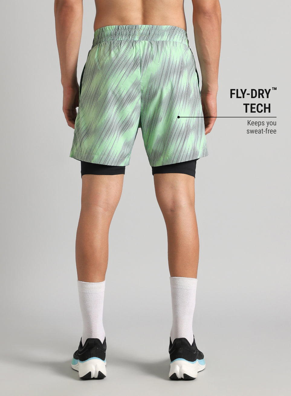Men's Lime Urban Camo Inbuilt Tights Training Shorts
