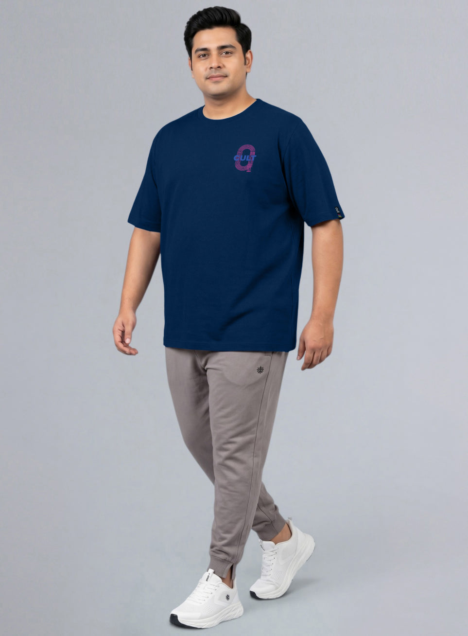 Mens Navy Men's Sporty Racertrack Plus Size T-Shirt