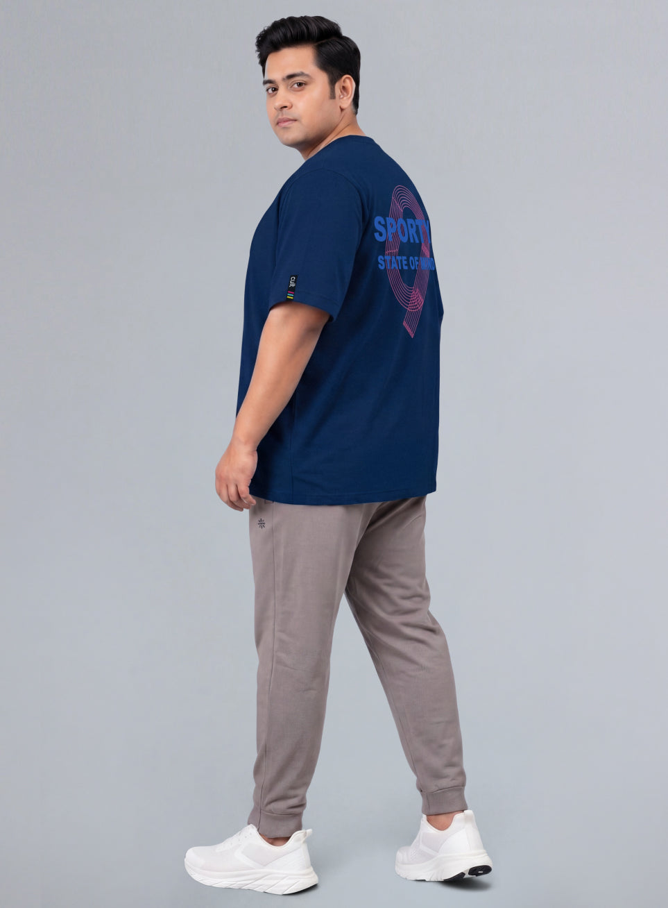 Mens Navy Men's Sporty Racertrack Plus Size T-Shirt