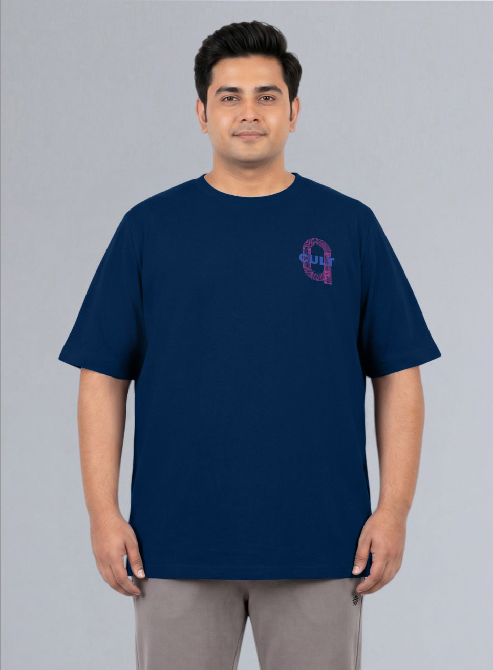 Mens Navy Men's Sporty Racertrack Plus Size T-Shirt