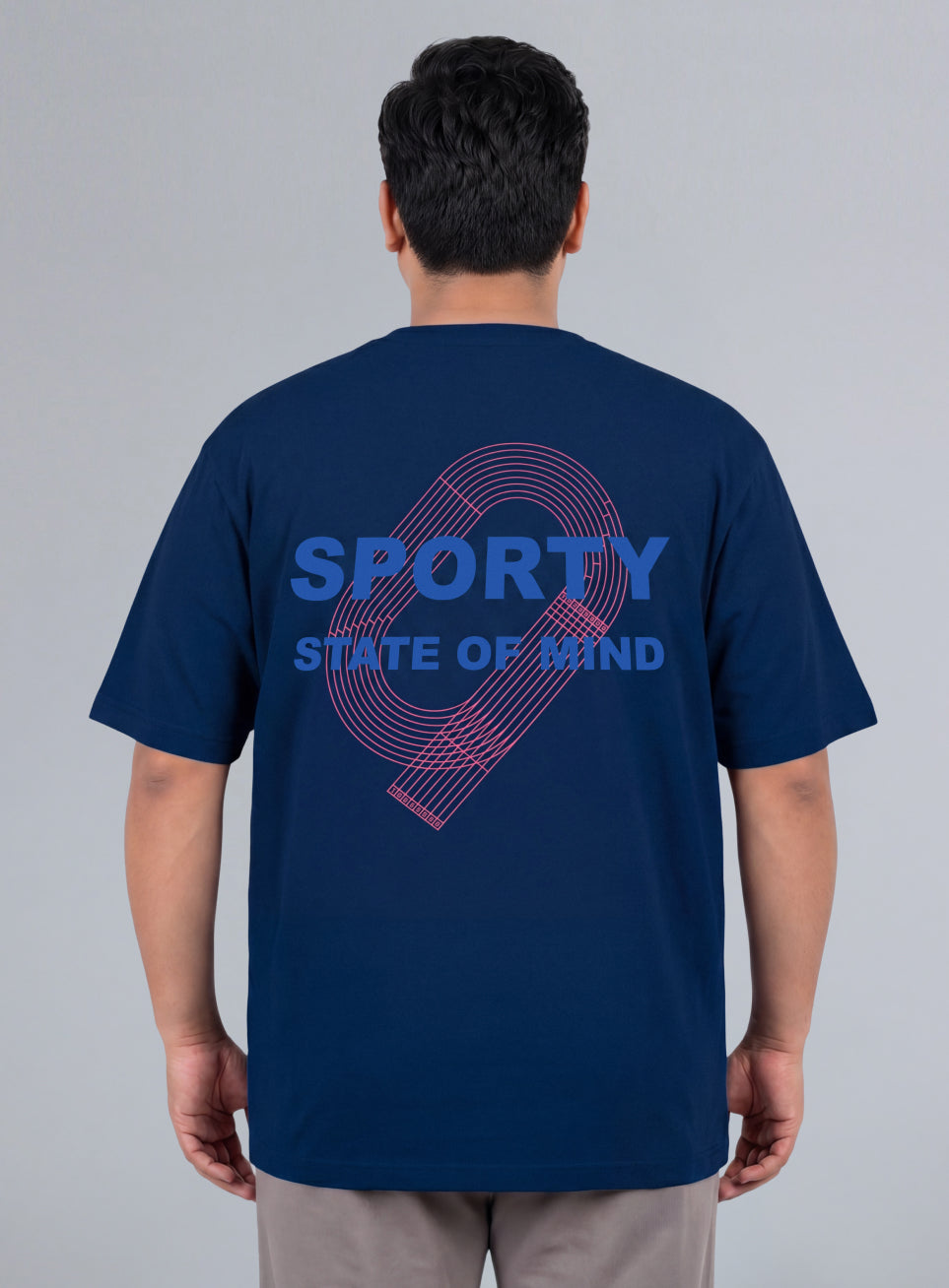 Mens Navy Men's Sporty Racertrack Plus Size T-Shirt