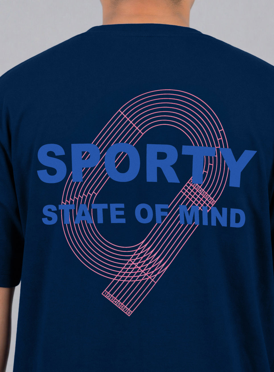 Mens Navy Men's Sporty Racertrack Plus Size T-Shirt