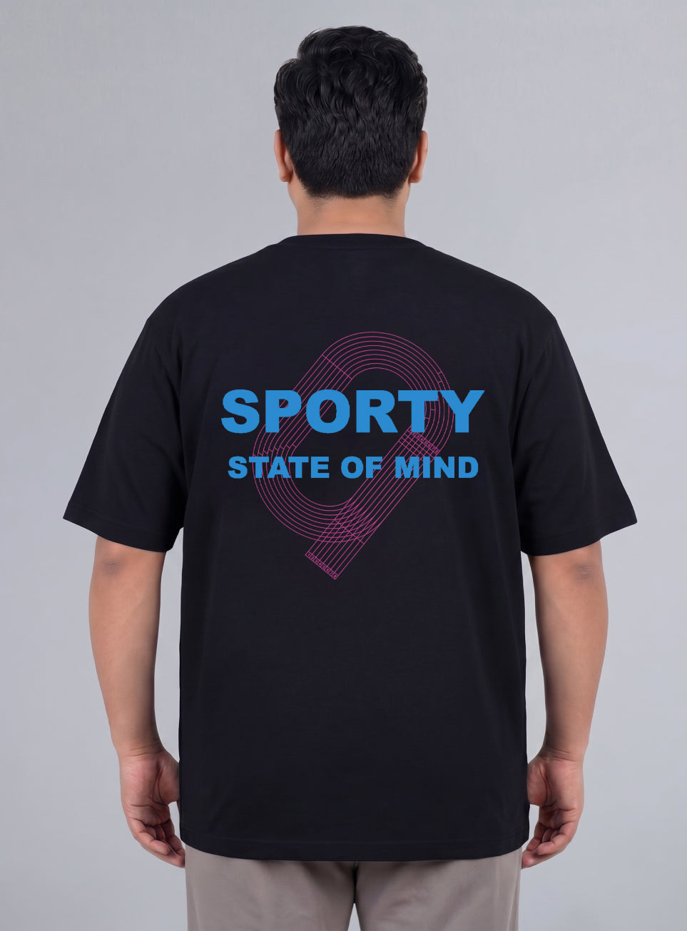 Mens Black Sporty Racertrack Plus Size T-Shirt