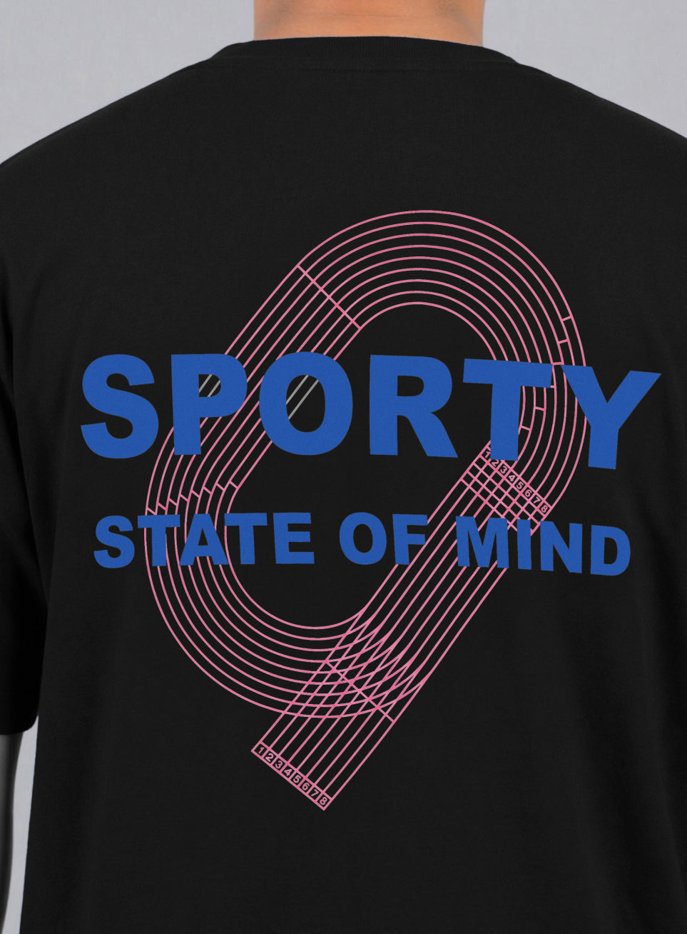Mens Black Sporty Racertrack Plus Size T-Shirt