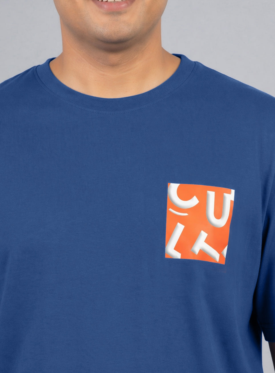 Men's Blue Cult Print Plus Size Graphic T-shirt