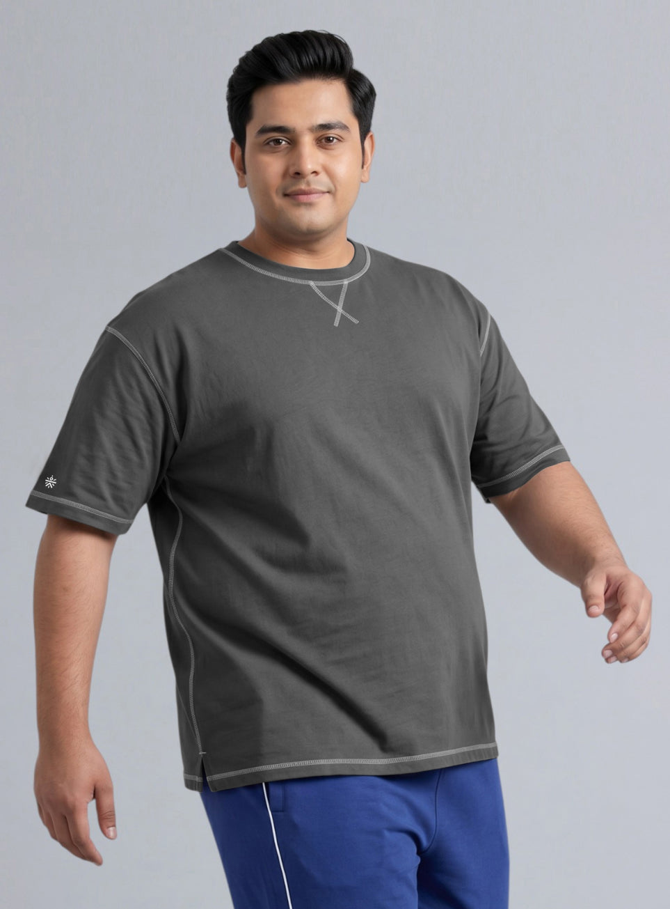 Men's Dark Grey Play Day Plus Size Oversized Fit T-shirt