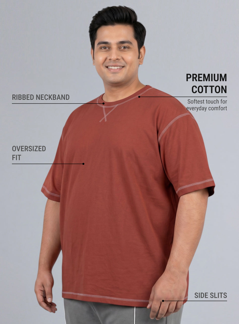 Men's Rust Play Day Plus Size Oversized Fit T-shirt