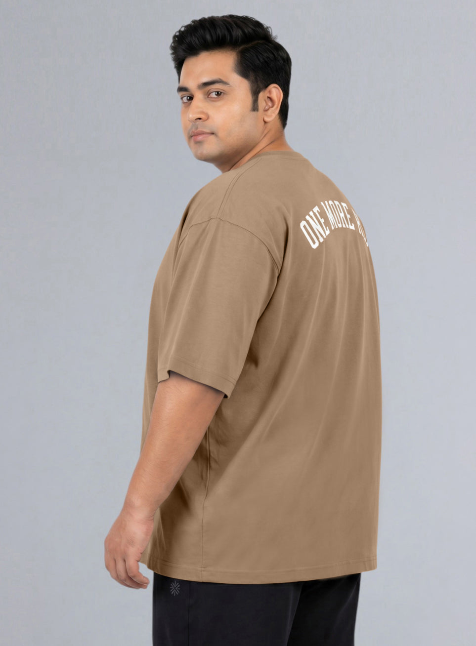 Men's Beige One More Rep Graphic Plus Size Oversized Fit T-shirt