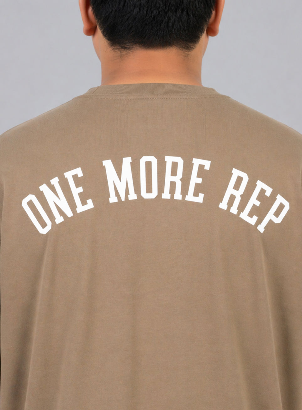 Men's Beige One More Rep Graphic Plus Size Oversized Fit T-shirt