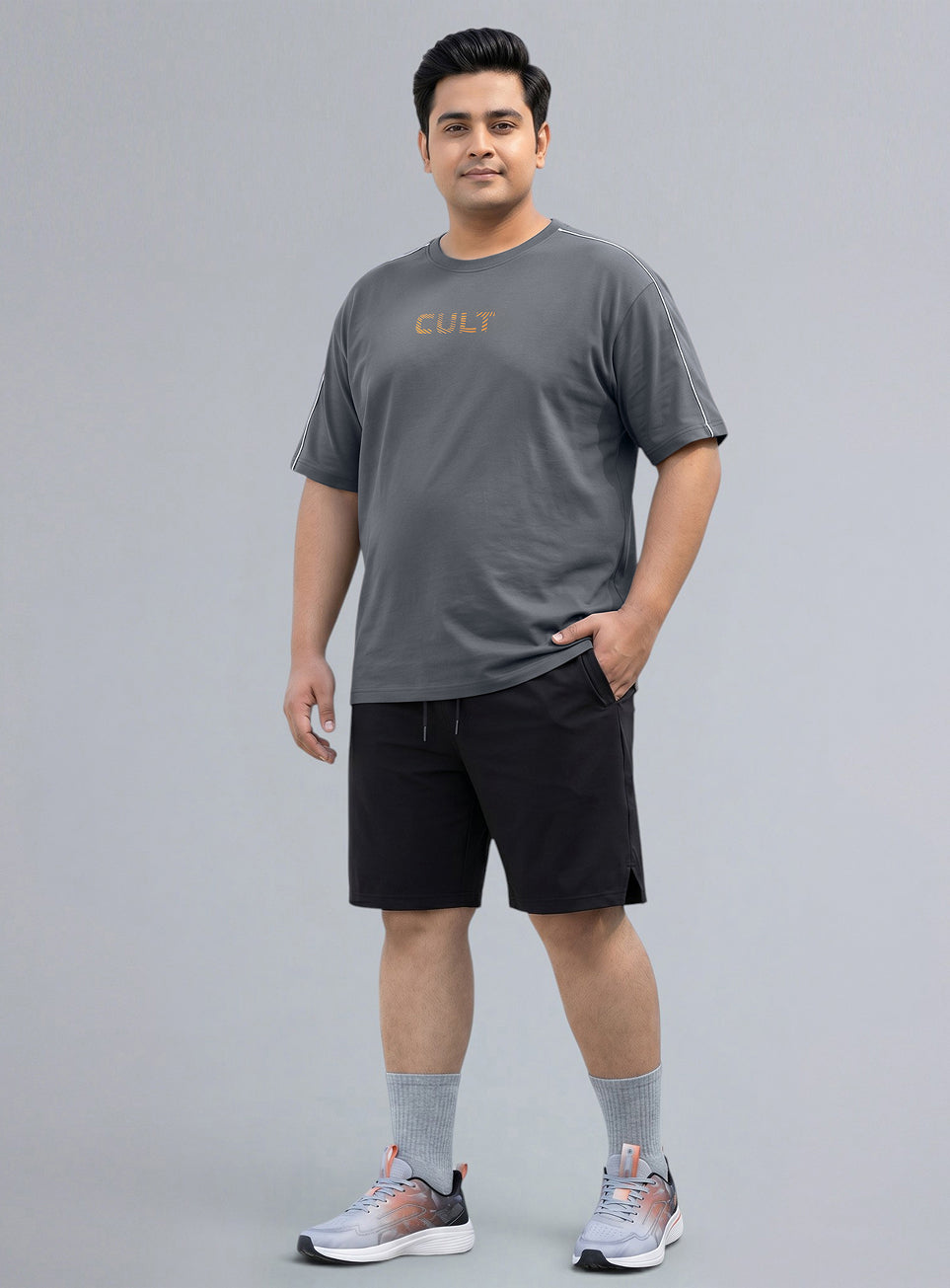 Men's Dark Grey Cult Brand Carrier Plus Size Oversized Fit T-shirt