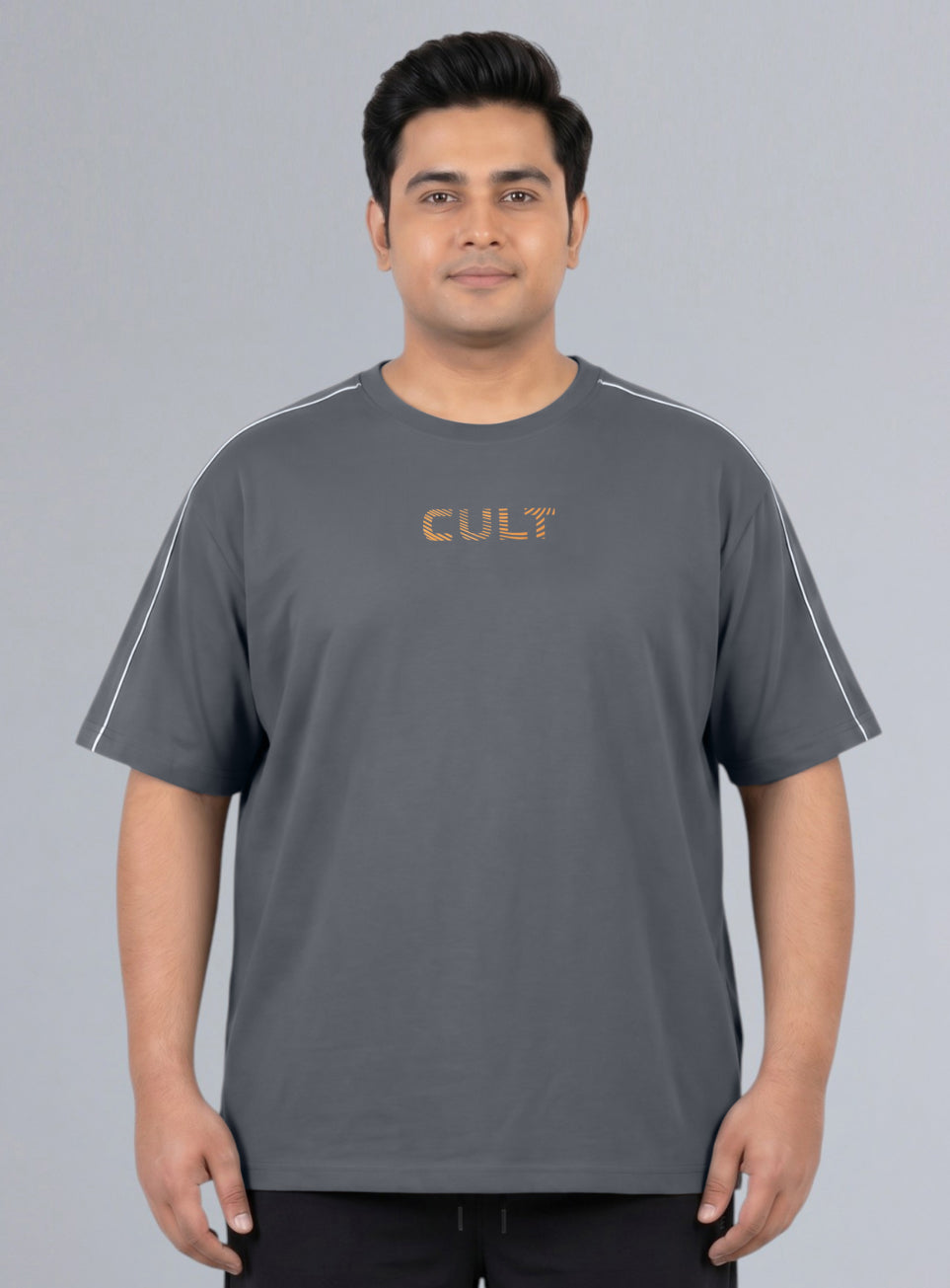 Men's Dark Grey Cult Brand Carrier Plus Size Oversized Fit T-shirt
