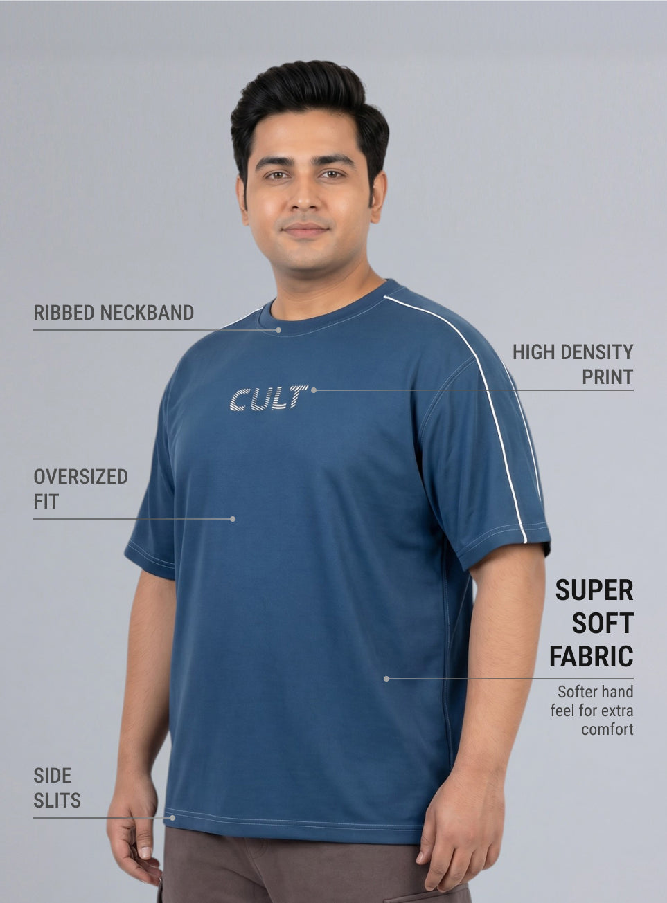 Men's Blue Cult Brand Carrier Plus Size Oversized Fit T-shirt