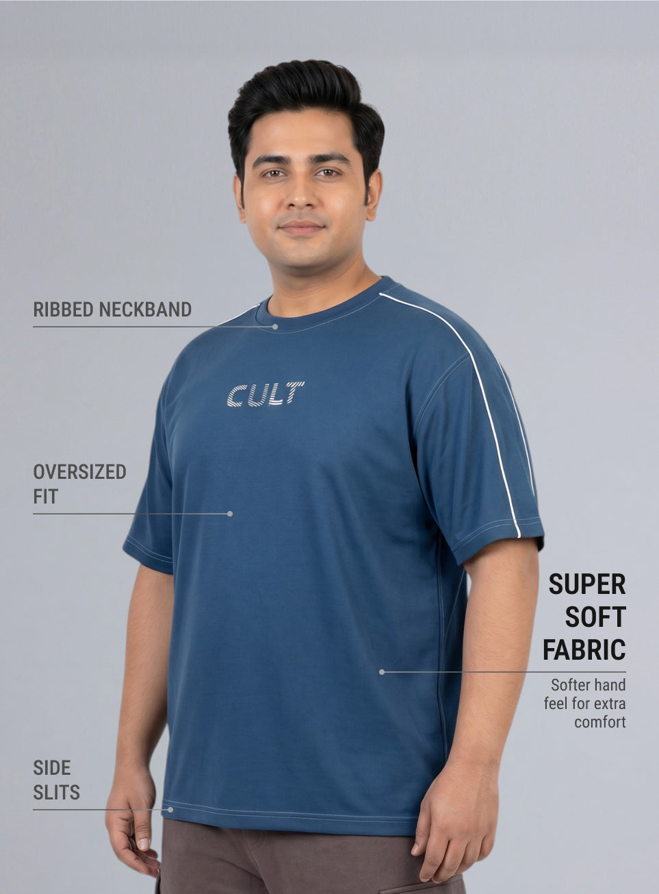 Men's Blue Cult Brand Carrier Plus Size Oversized Fit T-shirt