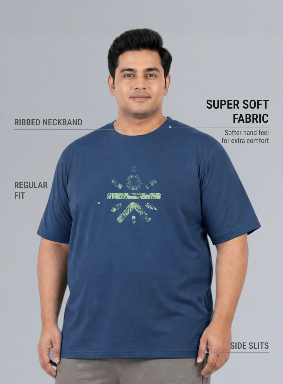 Men's Blue Cult Brand Carrier Plus Size T-shirt