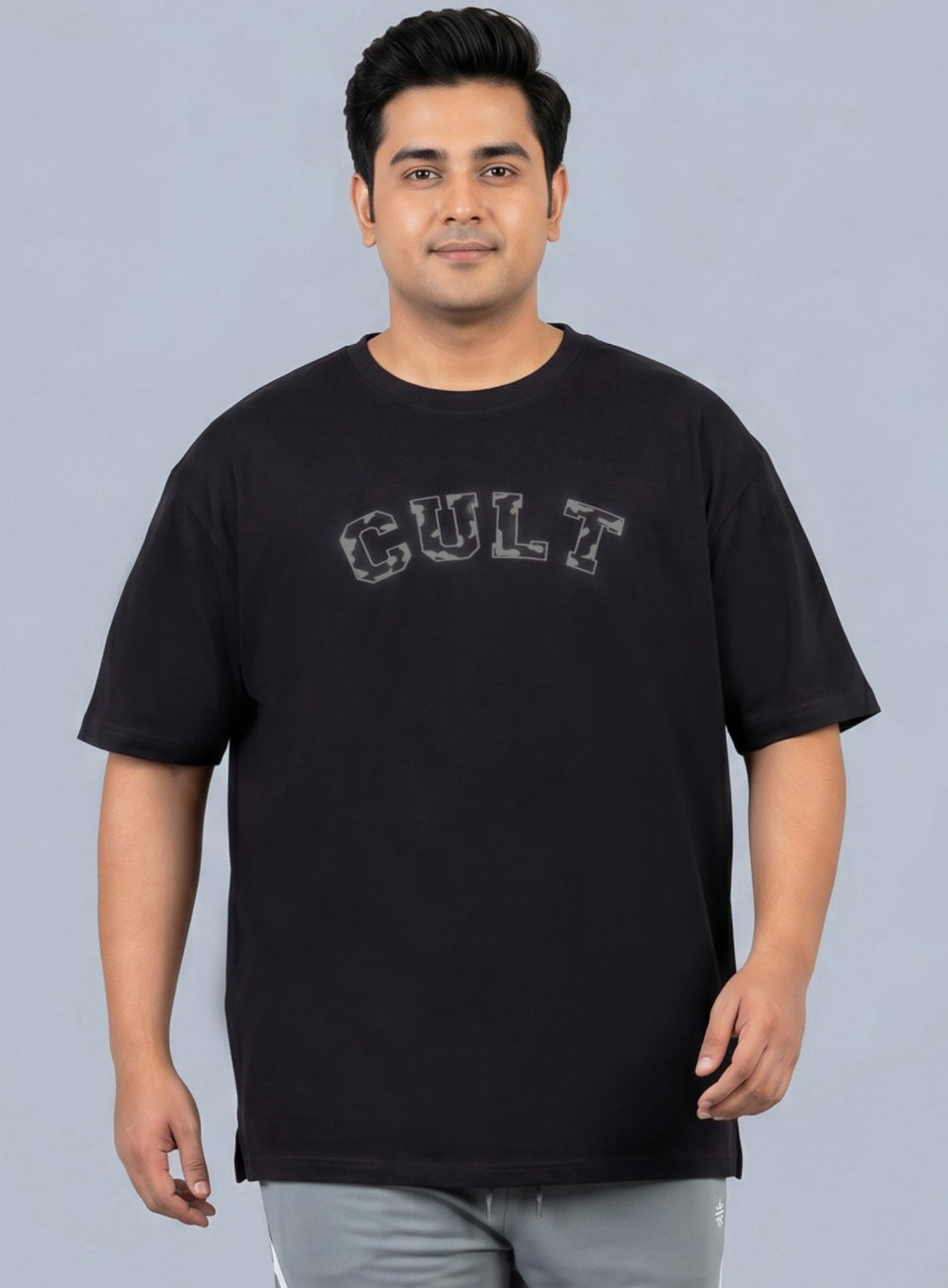 Men's Black Cult Branding Graphic Plus Size Relaxed T-shirt