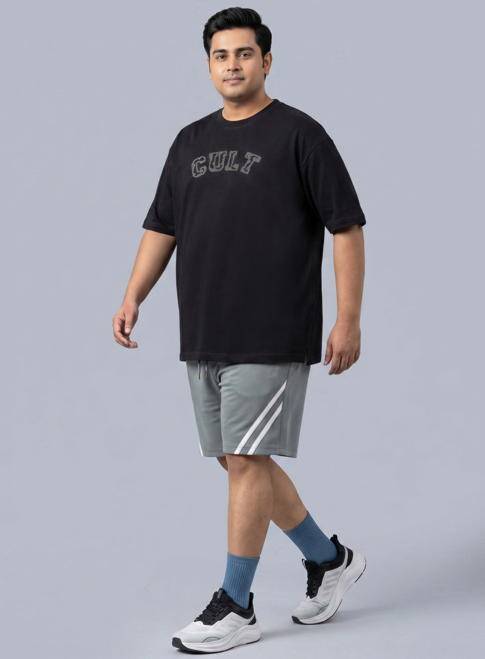 Men's Black Cult Branding Graphic Plus Size Relaxed T-shirt