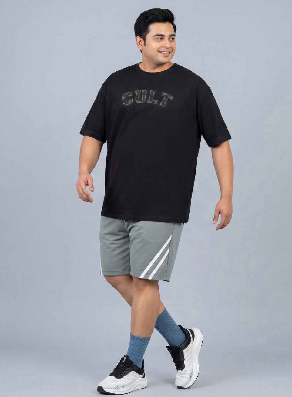 Men's Black Cult Branding Graphic Plus Size Relaxed T-shirt
