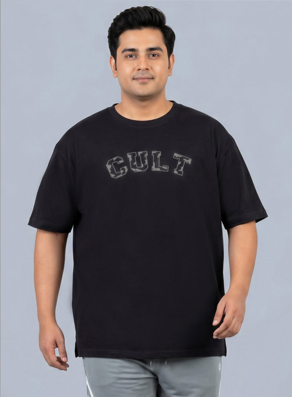 Men's Black Cult Branding Graphic Plus Size Relaxed T-shirt
