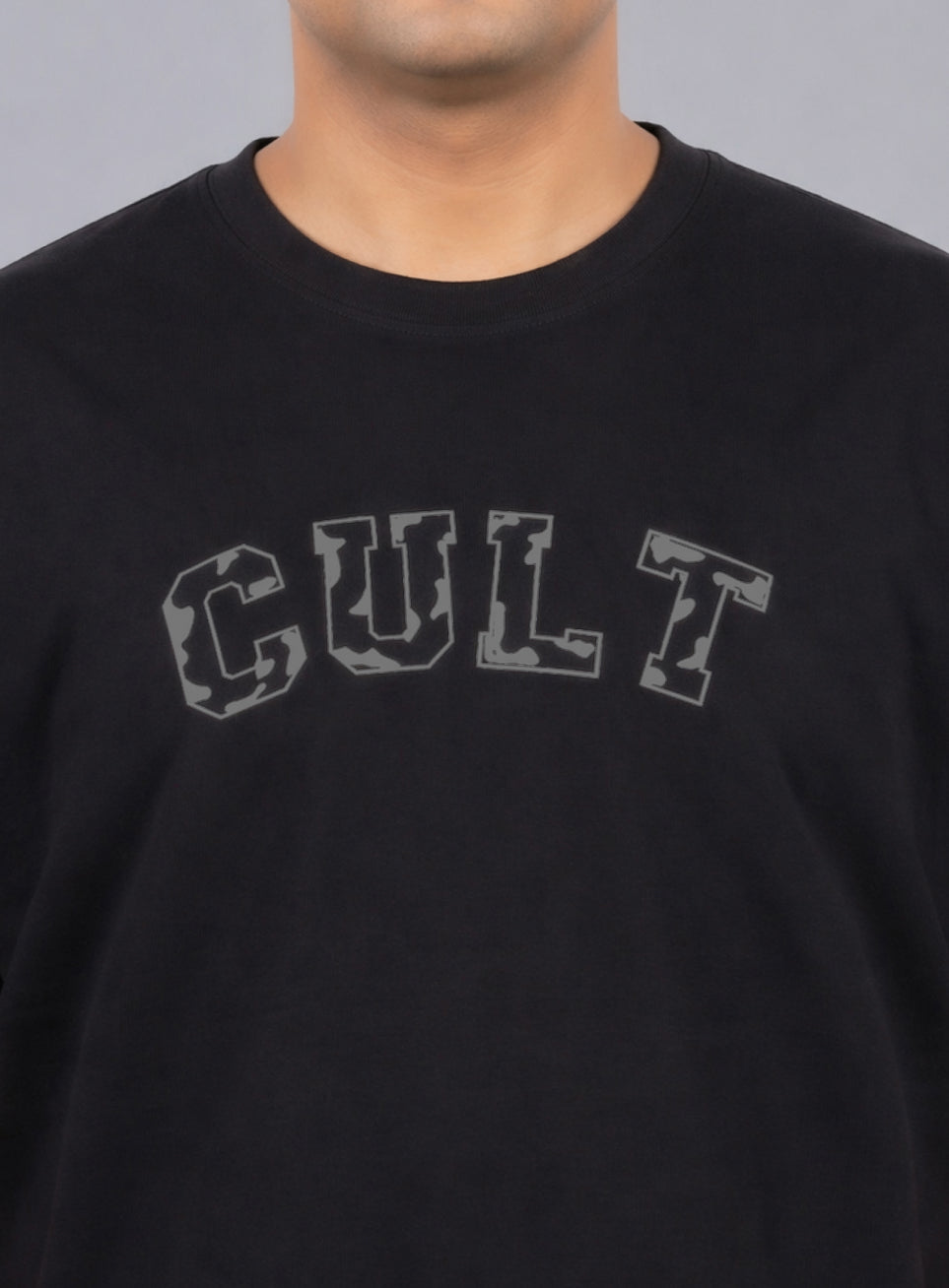 Men's Black Cult Branding Graphic Plus Size Relaxed T-shirt