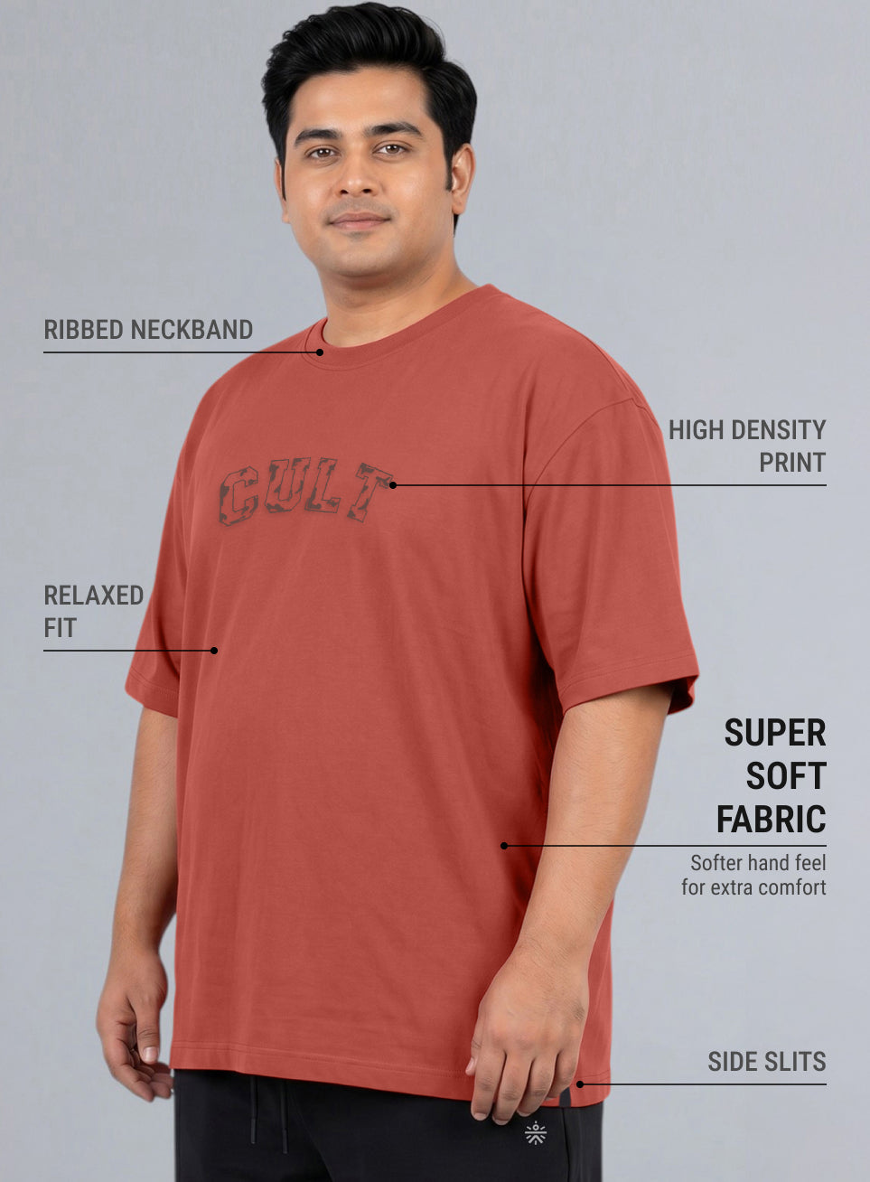 Men's Rust Cult Branding Graphic Plus Size Relaxed T-shirt