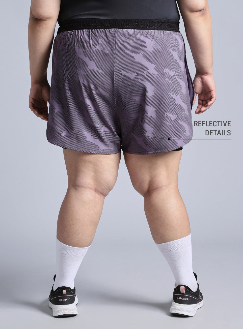 Women's Grey Urban Camo Shorts with Inner Tight Plus Size Shorts
