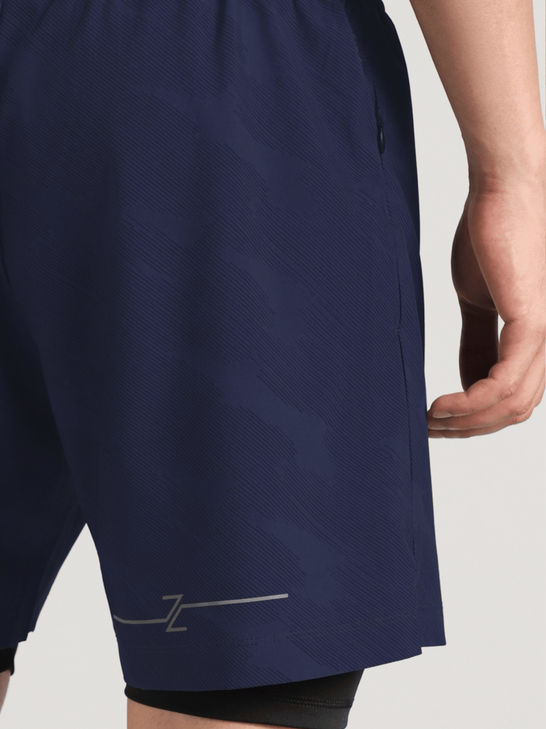 Men's Navy Urban Camo Plus Size Shorts with In-Buit Tights