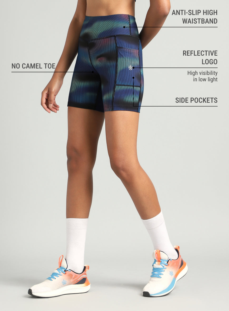 Women's Blue Urban Camo Printed COMFlex Cycling Shorts