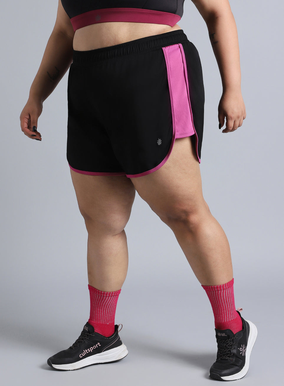 Women's Black Power Active Plus Size Shorts