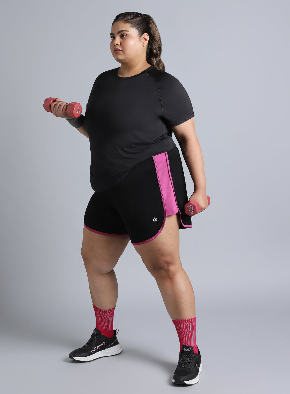 Women's Black Power Active Plus Size Shorts