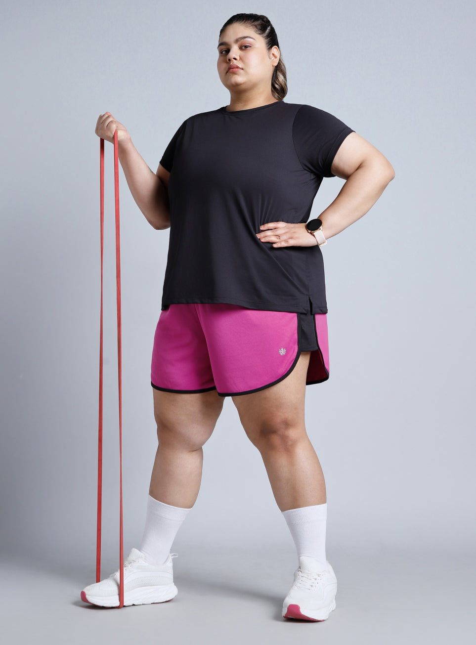 Women's Pink Power Active Plus Size Shorts