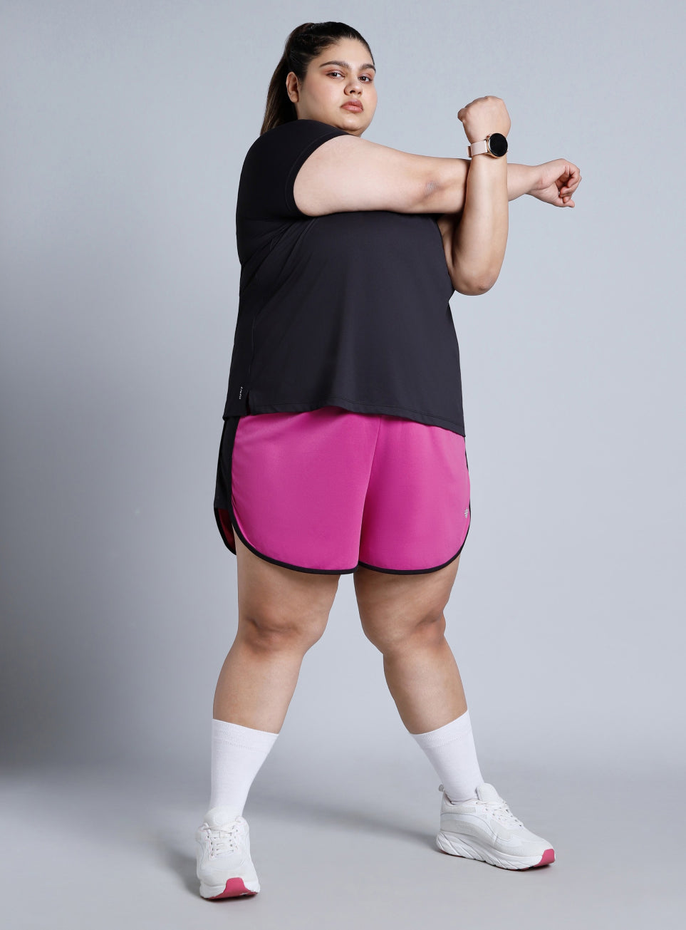 Women's Pink Power Active Plus Size Shorts